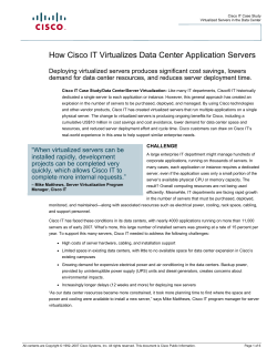 How Cisco IT Virtualises Data Centre Application Servers