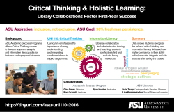 PR-160 Critical Thinking Holistic Learning: Library Collaborations Foster First-Year Succes