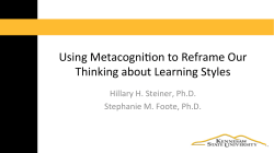 CT-18 Using Metacognition to Reframe Our Thinking about Learning Styles