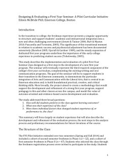 PA-124 Designing and Evaluating a Pilot First Year Seminar