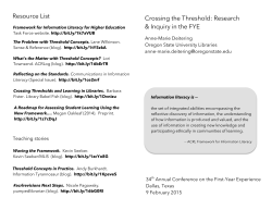 FD-232 Crossing the Threshold - Research and Inquiry in the FYE