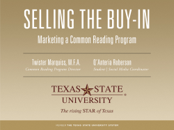 CT-87 Selling the Buy-In - Marketing a Common Reading Program