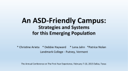 CT-83 An ASD-Friendly Campus - Strategies and Systems for this Emerging Population