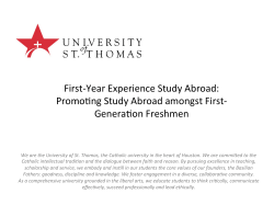 CT-74 First-Year Experience Study Abroad - Promoting Study Abroad Among First-Generation First-Year Students