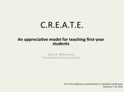CT-27 CREATE An Appreciative Model for Teaching First-Year Students