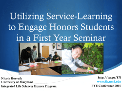 CT-220 Utilizing Service-Learning to Engage Honors Students in a First-Year Seminar