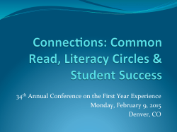 CT-158 Connecting the Common Read with Information Literacy and Student Success