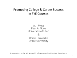 CT-156 Promoting College and Career Success in FYE Courses