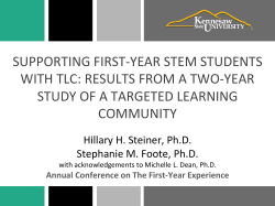 CR-161 Supporting First-Year STEM Students with TLC