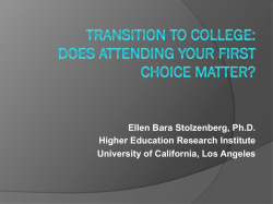 CR-159 Transition to College - Does Attending Your First Choice Matter