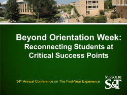 CI-242 Beyond Orientation Week - Reconnecting Students at Critical Success Points