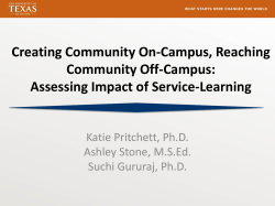 CI-190 Creating Community On-Campus Reaching Community Off-Campus - Assessing the Impact of Service-Learning