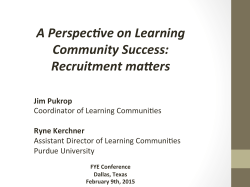 CI-170 A Perspective on Learning Community Success - Recruitment Matters