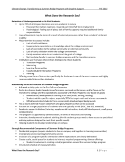 CI-66 Climate Change - Transforming a Summer Bridge Program with Student Support - what does research say