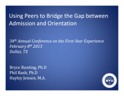 CI-64 Using Peers to Bridge the Gap between Admission and Orientation