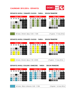 del 18 de gener al 17 de mar del 2016