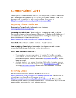 Summer School 2014 Memorandum