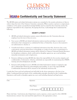 iROAR Confidentiality Statement