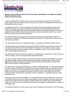 Appeal Filed In Ninth Circuit On Lethal Sea Lion Removal