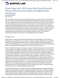 Clean Water Act - EPA Issues New Vessel General Permit