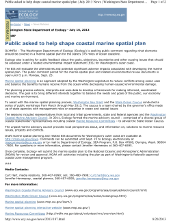 Public Asked To Help Shape WA Coast Plan