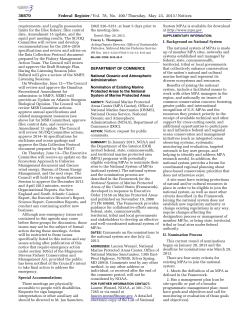 Nomination Of Existing Marine Protected Areas