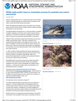 NOAA Seeks Public Input On Nomination Process