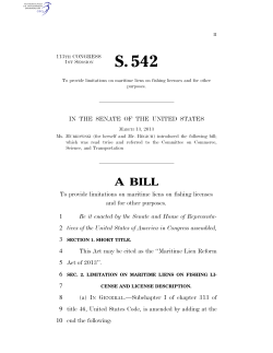 S542 Maritime Lien Reform Act