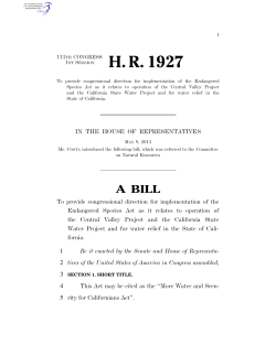 HR1927 More Water And Security For Californians