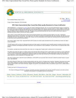 EPA Takes Toward Water Quality Standards