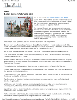 Coos Bay Oysters OK With Acid