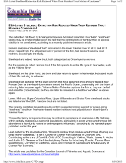 ESA Listed Steelhead Extinction Risk