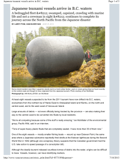 Japanese Tsunami Vessels Arrive In BC Waters