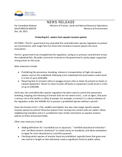 BC Government Amends The Controlled Alien Species Reg