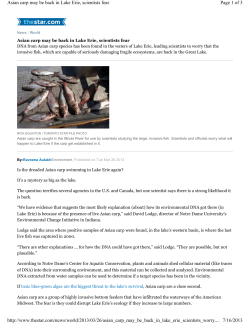 Asian Carp May Be Back In Lake Erie