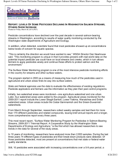 Levels Of Some Pesticides Declining In WA Salmon Streams