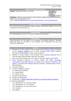 Advanced Course on Tort Law