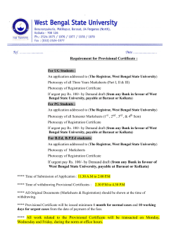Procedure For Applying Provisional Certificate