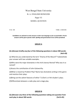 ENGLISH PART III HONOURS - PAPER-VI