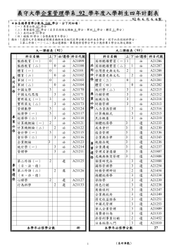 92學年度新生入學四年修課計劃表