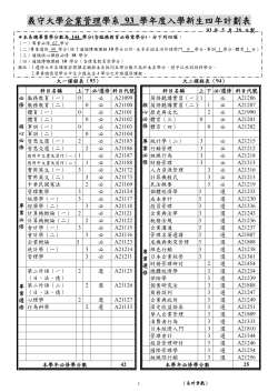 93學年度新生入學四年修課計劃表