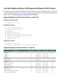 Cisco NAC Appliance Release 4.9(1) Supported Windows AV/AS Products document