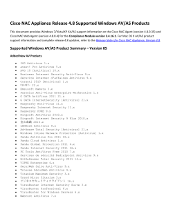 Cisco NAC Appliance Release 4.8 Supported Windows AV/AS Products
