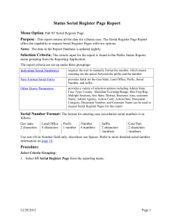 Status Serial Register Page Report User Guide