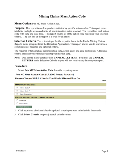 Mining Claim Mass Action Code Report User Guide