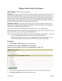 Mining Claim Action Code Report User Guide