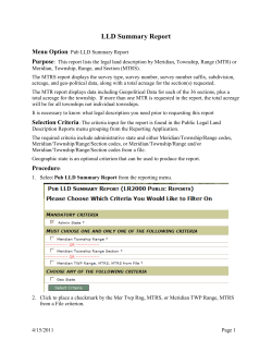 Legal Land Description Summary Report User Guide