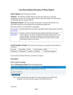 Case Recordation Duration of Plans User Guide