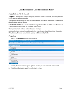 Case Recordation Case Information User Guide