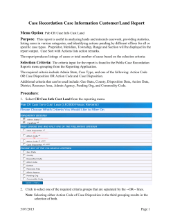 Case Recordation Case Information Customer/Land User Guide